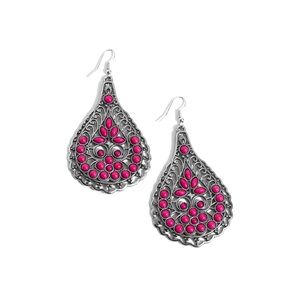 Elegant Silver and Pink Teardrop Earrings
